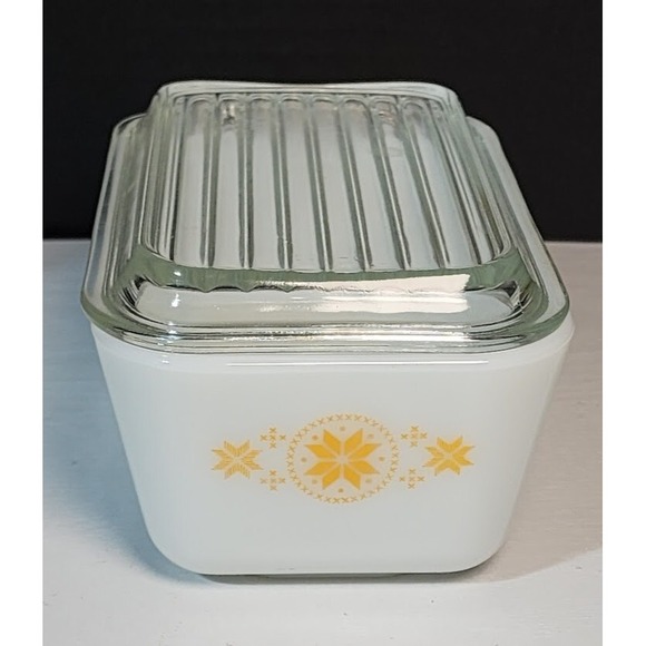 VTG Pyrex #502 TOWN & COUNTRY Refrigerator Dish & Glass Lid Set DESIGN MISPRINT - Picture 1 of 8